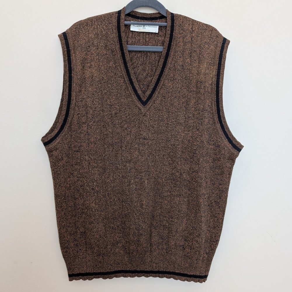 Fairway & Greene black and orange sweater vest Large EUC 100% pima cotton EUC